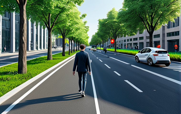 자율주행차와 인프라 개선 방안 - **Smart Highway Sensor Network:** "An aerial view of a modern highway at dusk, showing embedded sens...