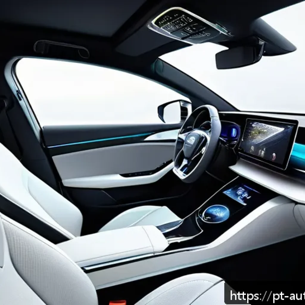 자율주행차와 개인 정보 보호 문제 - A futuristic autonomous vehicle interior showcasing advanced sensors and cameras visibly integrated ...