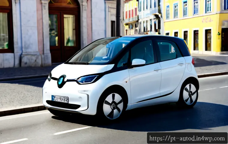 Home 17 자율주행차의 기술적 진화와 사회적 반응 - Photorealistic autonomous electric car navigating a clean modern avenue in Lisbon, Portugal, viewed ...